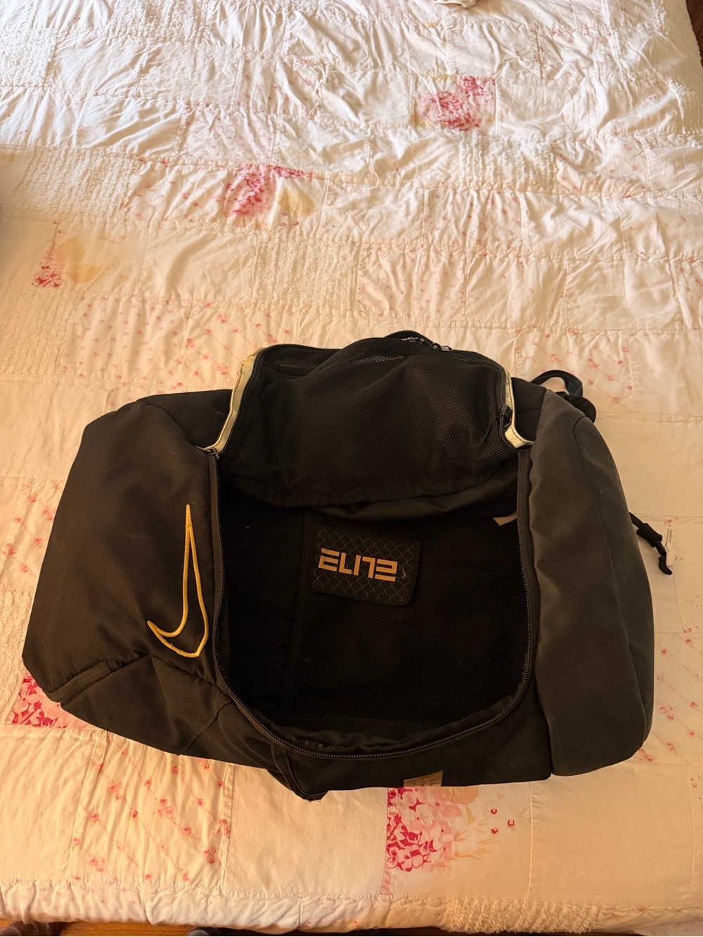Nike Black Duffel Bag with Gold Swoosh